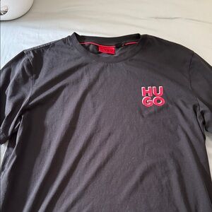 HUGO Black Tee with Red Logo